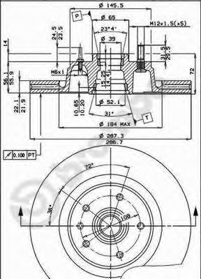 BREMBO - 09.4861.10 - Тормозной диск (Тормозная система)