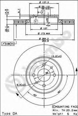 BREMBO - 09.4939.14 - Тормозной диск (Тормозная система)