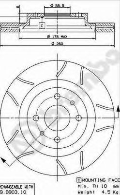 BREMBO - 09.8903.75 - Тормозной диск (Тормозная система)