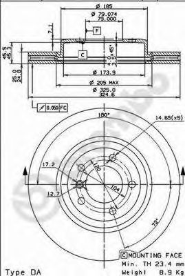 BREMBO - 09.8952.11 - Тормозной диск (Тормозная система)