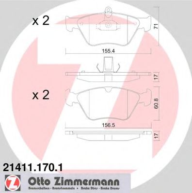 ZIMMERMANN - 21411.170.1 - Комплект тормозных колодок, дисковый тормоз (Тормозная система)