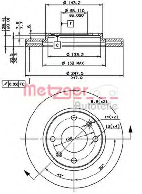 METZGER - 24249 E - Тормозной диск