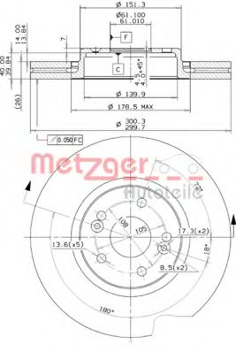 METZGER - 24827 V - Тормозной диск