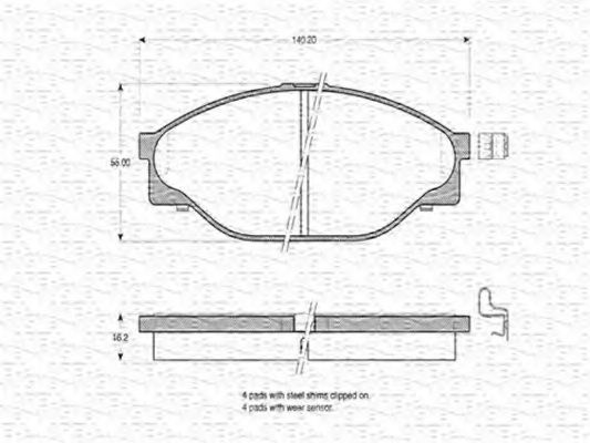 MAGNETI MARELLI - 363702160761 - Комплект тормозных колодок, дисковый тормоз (Тормозная система)