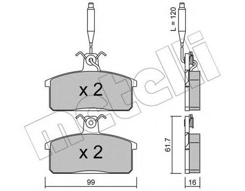 METELLI - 22-0026-3 - Комплект тормозных колодок, дисковый тормоз (Тормозная система)