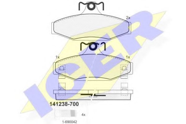 ICER - 141238-700 - Комплект тормозных колодок, дисковый тормоз (Тормозная система)