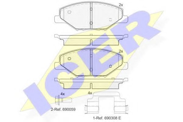 ICER - 182110 - Комплект тормозных колодок, дисковый тормоз (Тормозная система)