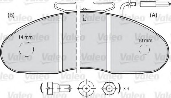 VALEO - 598112 - Комплект тормозных колодок, дисковый тормоз (Тормозная система)