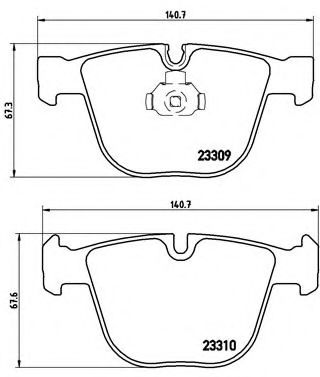 BREMBO - P 05 001 - Комплект тормозных колодок, дисковый тормоз (Тормозная система)