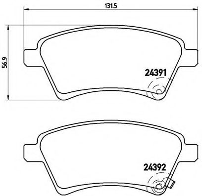 BREMBO - P 23 105 - Комплект тормозных колодок, дисковый тормоз (Тормозная система)