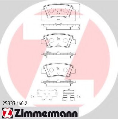 ZIMMERMANN - 25337.160.2 - Комплект тормозных колодок, дисковый тормоз (Тормозная система)