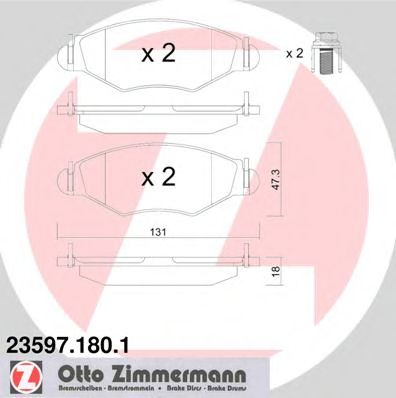 ZIMMERMANN - 23597.180.1 - Комплект тормозных колодок, дисковый тормоз (Тормозная система)