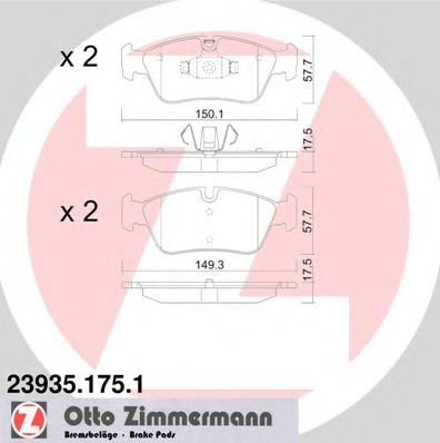 ZIMMERMANN - 23935.175.1 - Комплект тормозных колодок, дисковый тормоз (Тормозная система)