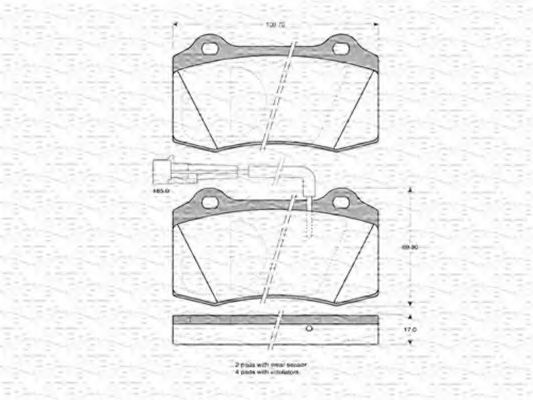 MAGNETI MARELLI - 363702160621 - Комплект тормозных колодок, дисковый тормоз (Тормозная система)