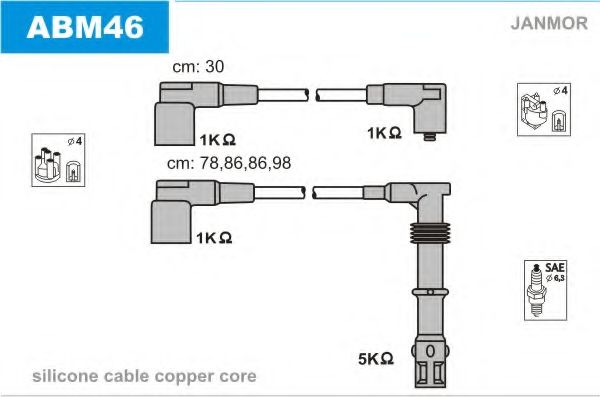 JANMOR - ABM46 - Комплект проводов зажигания (Система зажигания)