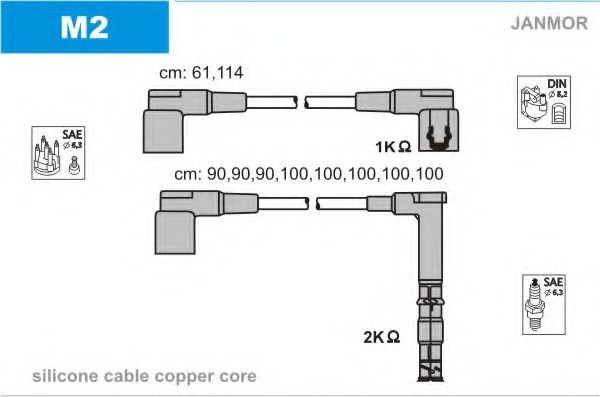 JANMOR - M2 - Комплект проводов зажигания (Система зажигания)