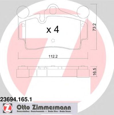 ZIMMERMANN - 23694.165.1 - Комплект тормозных колодок, дисковый тормоз (Тормозная система)