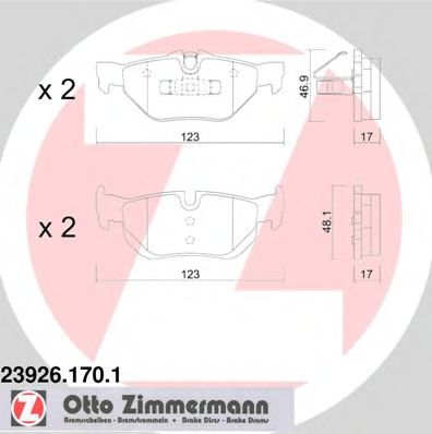 ZIMMERMANN - 23926.170.1 - Комплект тормозных колодок, дисковый тормоз (Тормозная система)