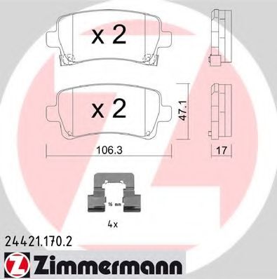 ZIMMERMANN - 24421.170.2 - Комплект тормозных колодок, дисковый тормоз (Тормозная система)