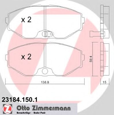 ZIMMERMANN - 23184.150.1 - Комплект тормозных колодок, дисковый тормоз (Тормозная система)