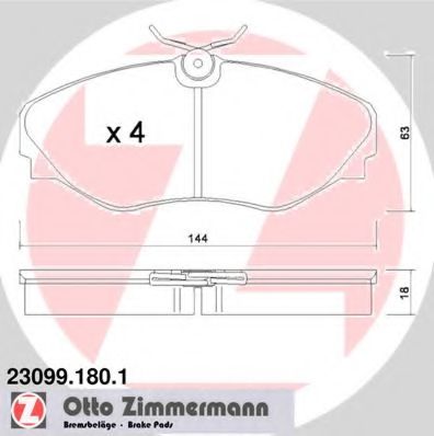 ZIMMERMANN - 23099.180.1 - Комплект тормозных колодок, дисковый тормоз (Тормозная система)