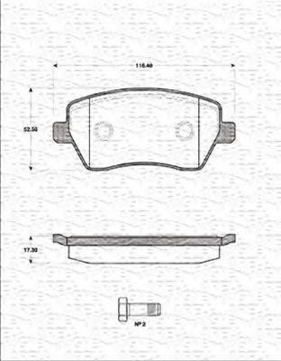 MAGNETI MARELLI - 363702161250 - Комплект тормозных колодок, дисковый тормоз (Тормозная система)