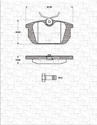 MAGNETI MARELLI - 363702161255 - Комплект тормозных колодок, дисковый тормоз (Тормозная система)