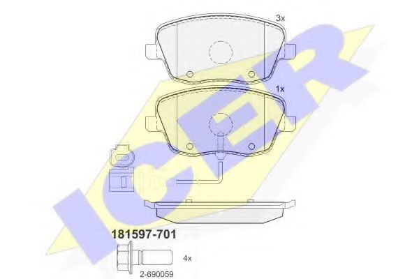 ICER - 181597-701 - Комплект тормозных колодок, дисковый тормоз (Тормозная система)