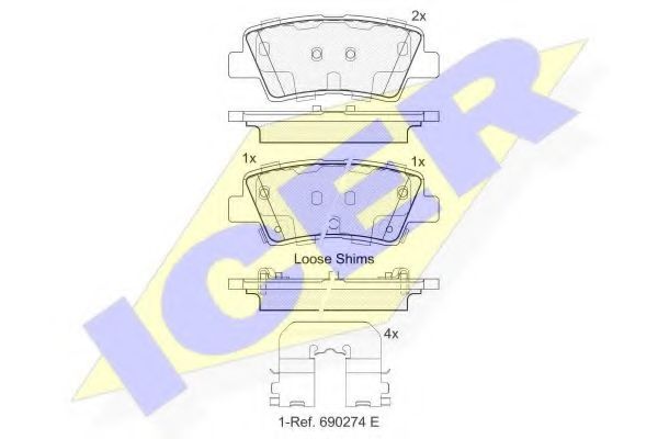 ICER - 182036 - Комплект тормозных колодок, дисковый тормоз (Тормозная система)