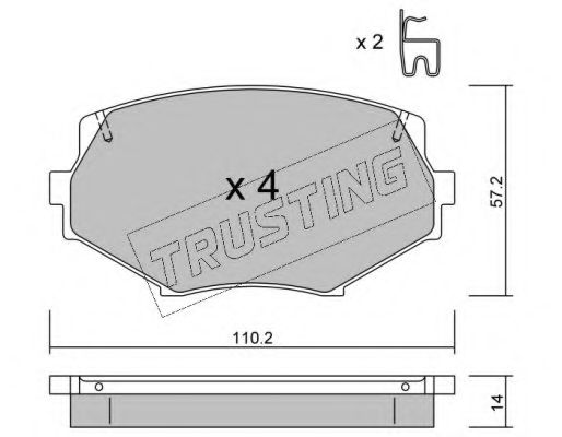 TRUSTING - 488.0 - Комплект тормозных колодок, дисковый тормоз (Тормозная система)