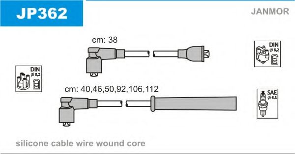 JANMOR - JP362 - Комплект проводов зажигания