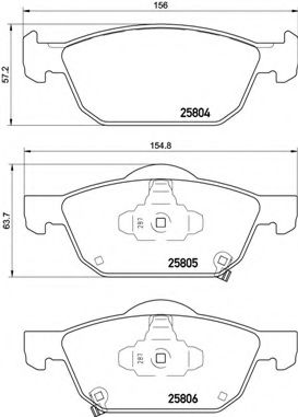 BREMBO - P 28 076 - Комплект тормозных колодок, дисковый тормоз (Тормозная система)