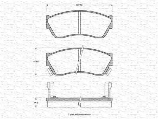 MAGNETI MARELLI - 363702160964 - Комплект тормозных колодок, дисковый тормоз (Тормозная система)