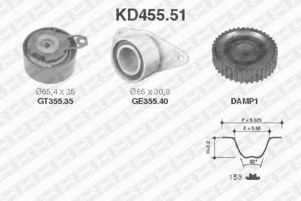 SNR - KD455.51 - Комплект ремня ГРМ (Ременный привод)