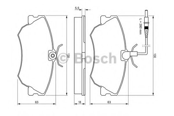 BOSCH - 0 986 424 451 - Комплект тормозных колодок, дисковый тормоз (Тормозная система)