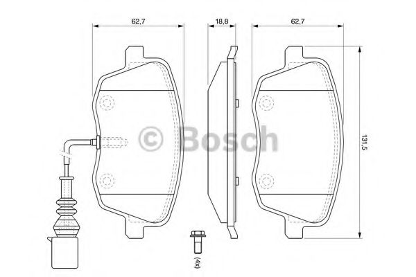 BOSCH - 0 986 494 105 - Комплект тормозных колодок, дисковый тормоз (Тормозная система)