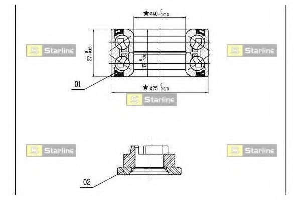STARLINE - LO 03575 - Комплект подшипника ступицы колеса (Подвеска колеса)