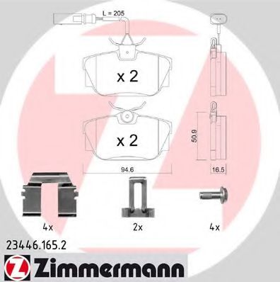 ZIMMERMANN - 23446.165.2 - Комплект тормозных колодок, дисковый тормоз (Тормозная система)