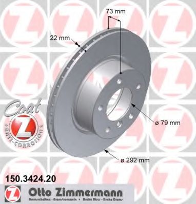 ZIMMERMANN - 150.3424.20 - Тормозной диск (Тормозная система)