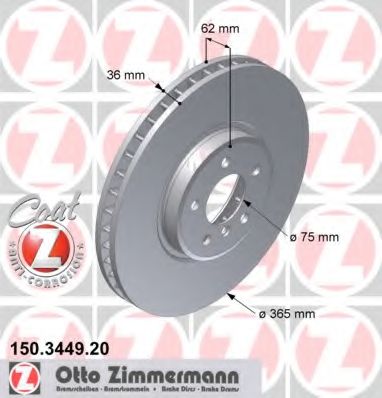 ZIMMERMANN - 150.3449.20 - Тормозной диск (Тормозная система)