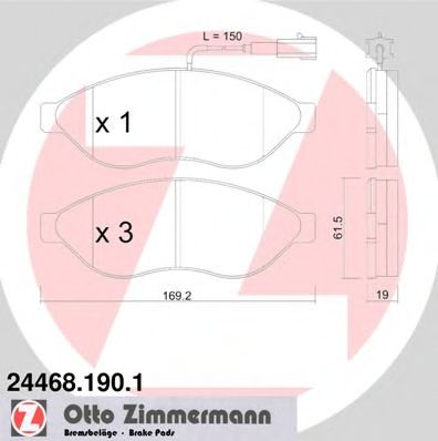 ZIMMERMANN - 24468.190.1 - Комплект тормозных колодок, дисковый тормоз (Тормозная система)