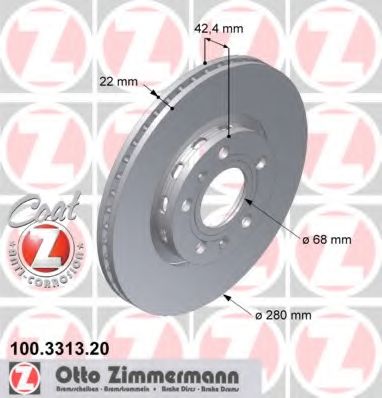 ZIMMERMANN - 100.3313.20 - Тормозной диск (Тормозная система)