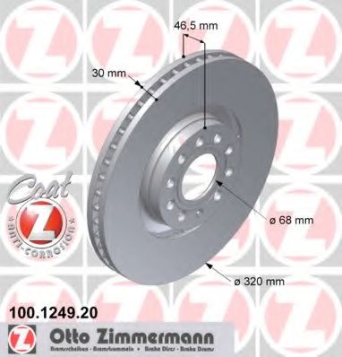 ZIMMERMANN - 100.1249.20 - Тормозной диск (Тормозная система)