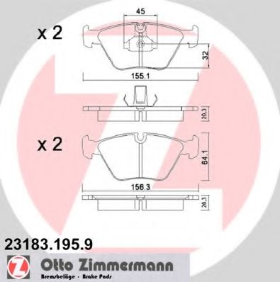 ZIMMERMANN - 23183.195.9 - Комплект тормозных колодок, дисковый тормоз (Тормозная система)