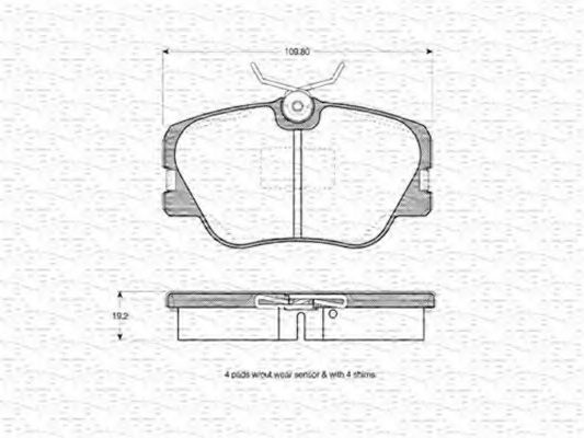 MAGNETI MARELLI - 363702160044 - Комплект тормозных колодок, дисковый тормоз (Тормозная система)