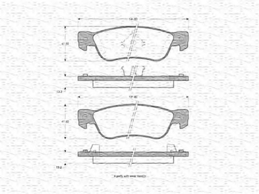 MAGNETI MARELLI - 363702160907 - Комплект тормозных колодок, дисковый тормоз (Тормозная система)