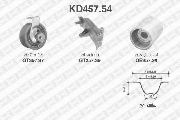 SNR - KD457.54 - Комплект ремня ГРМ (Ременный привод)