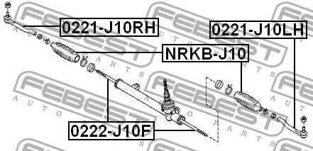 FEBEST - 0222-J10F - Осевой шарнир, рулевая тяга (Рулевое управление)