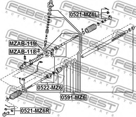 FEBEST - 0521-MZ6L - Наконечник поперечной рулевой тяги (Рулевое управление)