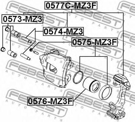 FEBEST - 0574-MZ3 - Направляющий болт, корпус скобы тормоза (Тормозная система)